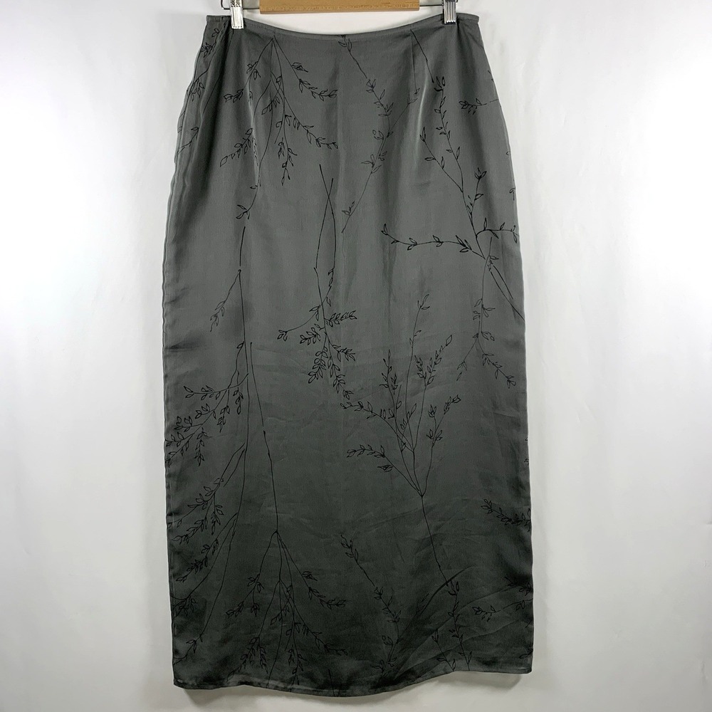 VTG 90s Dainty Dark Floral Chiffon Maxi Slip Skirt Size 13/14 Whimsigoth Witchy